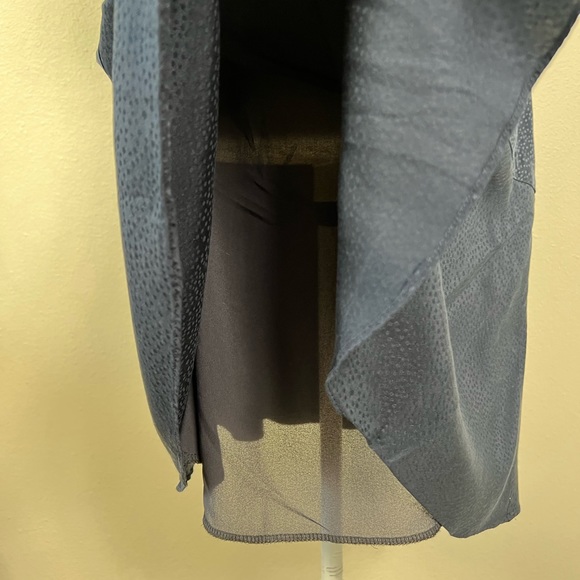 Rebecca Taylor Small Dress Women’s Silk Blue Cold Shoulder Ruffle Shift - Picture 9 of 15